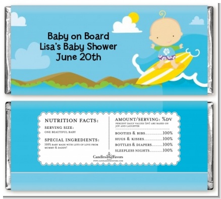 Surf Boy - Personalized Baby Shower Candy Bar Wrappers