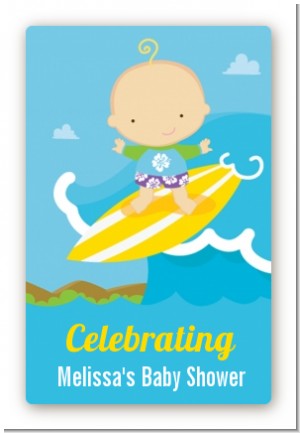 Surf Boy - Custom Large Rectangle Baby Shower Sticker/Labels