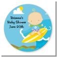 Surf Boy - Round Personalized Baby Shower Sticker Labels thumbnail