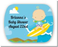 Surf Boy - Personalized Baby Shower Rounded Corner Stickers