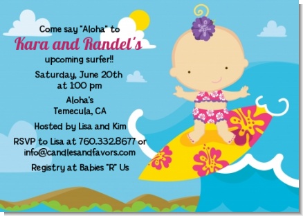 Surf Girl - Baby Shower Invitations