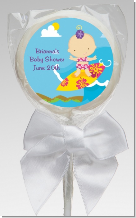 Surf Girl - Personalized Baby Shower Lollipop Favors