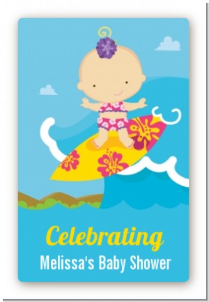 Surf Girl - Custom Large Rectangle Baby Shower Sticker/Labels