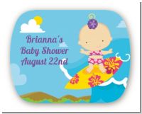 Surf Girl - Personalized Baby Shower Rounded Corner Stickers
