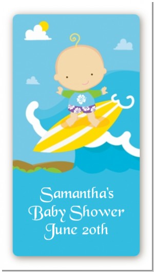 Surf Boy - Custom Rectangle Baby Shower Sticker/Labels