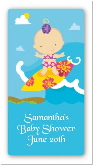 Surf Girl - Custom Rectangle Baby Shower Sticker/Labels