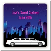 Sweet 16 Limo - Square Personalized Birthday Party Sticker Labels