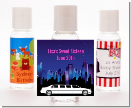 Sweet 16 Limo - Personalized Birthday Party Hand Sanitizers Favors