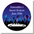 Sweet 16 Limo - Round Personalized Birthday Party Sticker Labels thumbnail