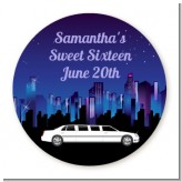 Sweet 16 Limo - Round Personalized Birthday Party Sticker Labels
