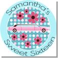 Sweet 16 Limo - Round Personalized Birthday Party Sticker Labels thumbnail