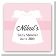 Sweet Little Lady - Square Personalized Baby Shower Sticker Labels thumbnail