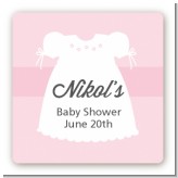 Sweet Little Lady - Square Personalized Baby Shower Sticker Labels