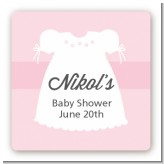 Sweet Little Lady - Square Personalized Baby Shower Sticker Labels