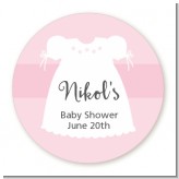 Sweet Little Lady - Round Personalized Baby Shower Sticker Labels