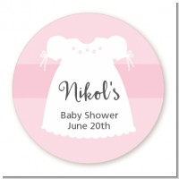 Sweet Little Lady - Round Personalized Baby Shower Sticker Labels