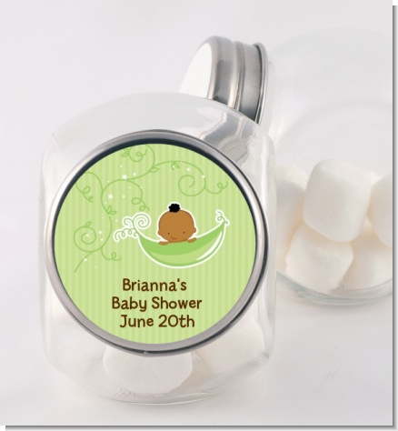 Sweet Pea African American Boy - Personalized Baby Shower Candy Jar