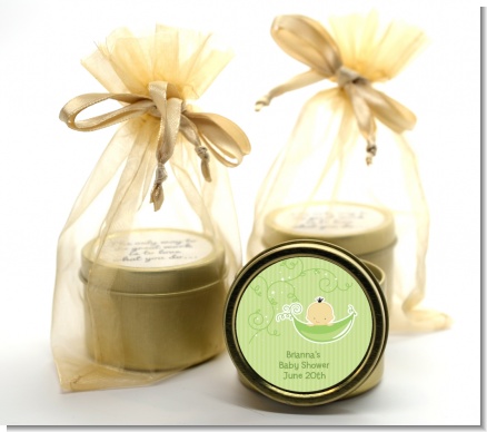 Sweet Pea Asian Boy - Baby Shower Gold Tin Candle Favors