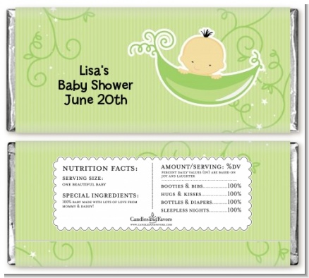 Sweet Pea Asian Boy - Personalized Baby Shower Candy Bar Wrappers