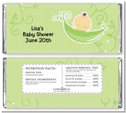 Sweet Pea Asian Girl - Personalized Baby Shower Candy Bar Wrappers