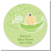 Sweet Pea Asian Girl - Round Personalized Baby Shower Sticker Labels