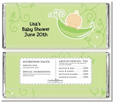 Sweet Pea Caucasian Boy - Personalized Baby Shower Candy Bar Wrappers