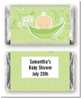 Sweet Pea Caucasian Boy - Personalized Baby Shower Mini Candy Bar Wrappers