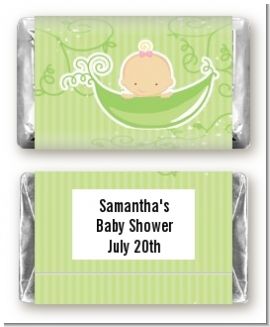 Sweet Pea Caucasian Girl - Personalized Baby Shower Mini Candy Bar Wrappers
