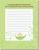Sweet Pea Caucasian Girl - Baby Shower Notes of Advice