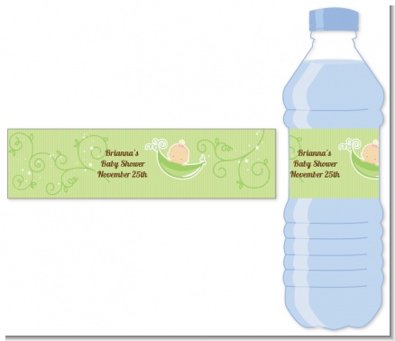 Sweet Pea Caucasian Girl - Personalized Baby Shower Water Bottle Labels