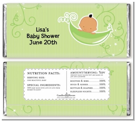 Sweet Pea Hispanic Boy - Personalized Baby Shower Candy Bar Wrappers