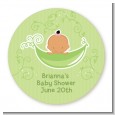 Sweet Pea Hispanic Girl - Round Personalized Baby Shower Sticker Labels thumbnail
