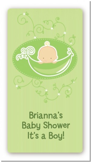 Sweet Pea Caucasian Boy - Custom Rectangle Baby Shower Sticker/Labels
