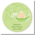 Sweet Pea Caucasian Boy - Round Personalized Baby Shower Sticker Labels thumbnail
