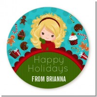 Dreaming of Sweet Treats - Round Personalized Christmas Sticker Labels