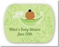 Sweet Pea African American Boy - Personalized Baby Shower Rounded Corner Stickers