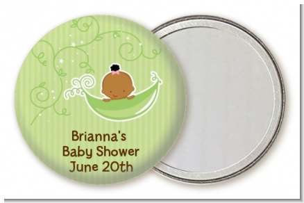 Sweet Pea African American Girl - Personalized Baby Shower Pocket Mirror Favors