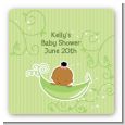 Sweet Pea African American Girl - Square Personalized Baby Shower Sticker Labels thumbnail