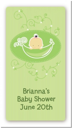 Sweet Pea Asian Girl - Custom Rectangle Baby Shower Sticker/Labels
