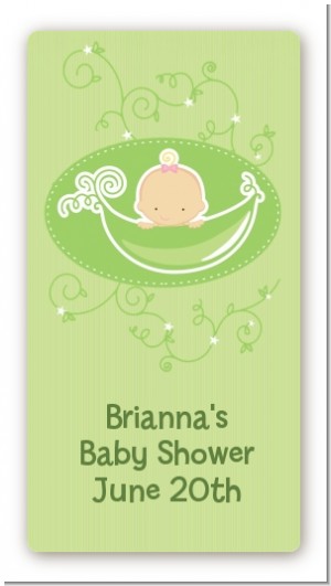 Sweet Pea Caucasian Girl - Custom Rectangle Baby Shower Sticker/Labels