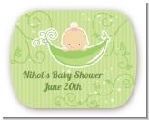 Sweet Pea Caucasian Girl - Personalized Baby Shower Rounded Corner Stickers