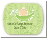 Sweet Pea Caucasian Girl - Personalized Baby Shower Rounded Corner Stickers