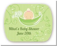 Sweet Pea Caucasian Girl - Personalized Baby Shower Rounded Corner Stickers