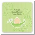 Sweet Pea Caucasian Girl - Square Personalized Baby Shower Sticker Labels thumbnail
