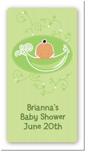 Sweet Pea Hispanic Girl - Custom Rectangle Baby Shower Sticker/Labels