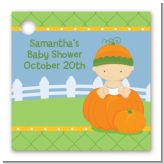 Pumpkin Baby Caucasian - Personalized Baby Shower Card Stock Favor Tags