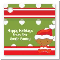 Christmas Baby African American - Personalized Baby Shower Card Stock Favor Tags