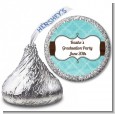 Teal & Brown - Hershey Kiss Graduation Party Sticker Labels thumbnail