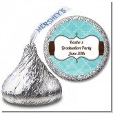 Teal & Brown - Hershey Kiss Graduation Party Sticker Labels