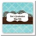 Teal & Brown - Square Personalized Graduation Party Sticker Labels thumbnail